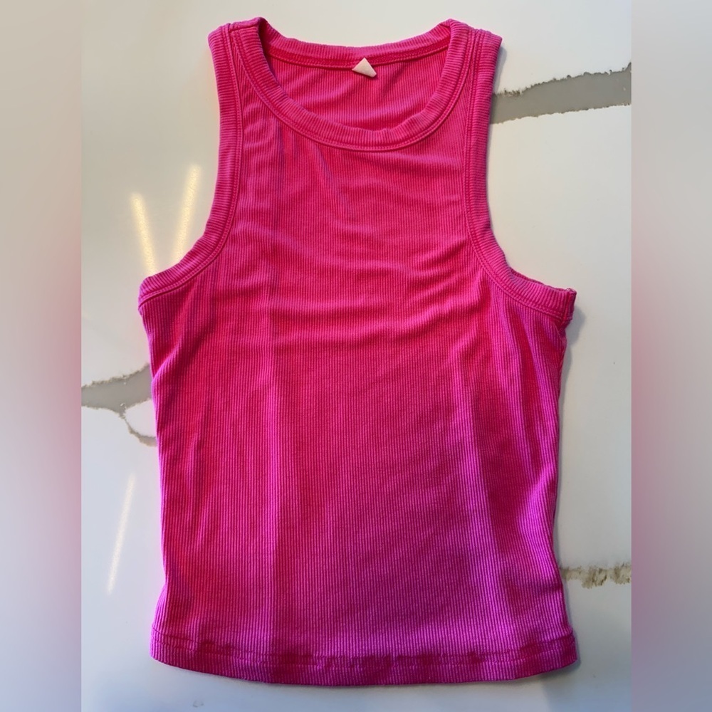 Pink Ribbed Tank Top